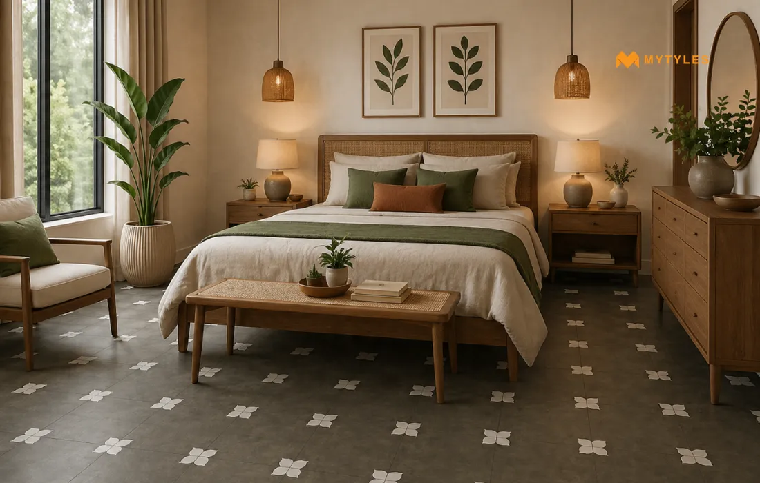 Athangudi tiles in bedroom